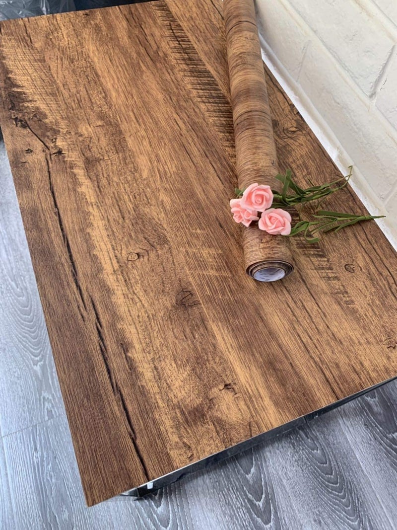 EeeComing Distressed Wood Contact Paper - 393.7x17.7In Vintage Wood Grain Peel and Stick Decorative Wallpaper Roll - Image 5